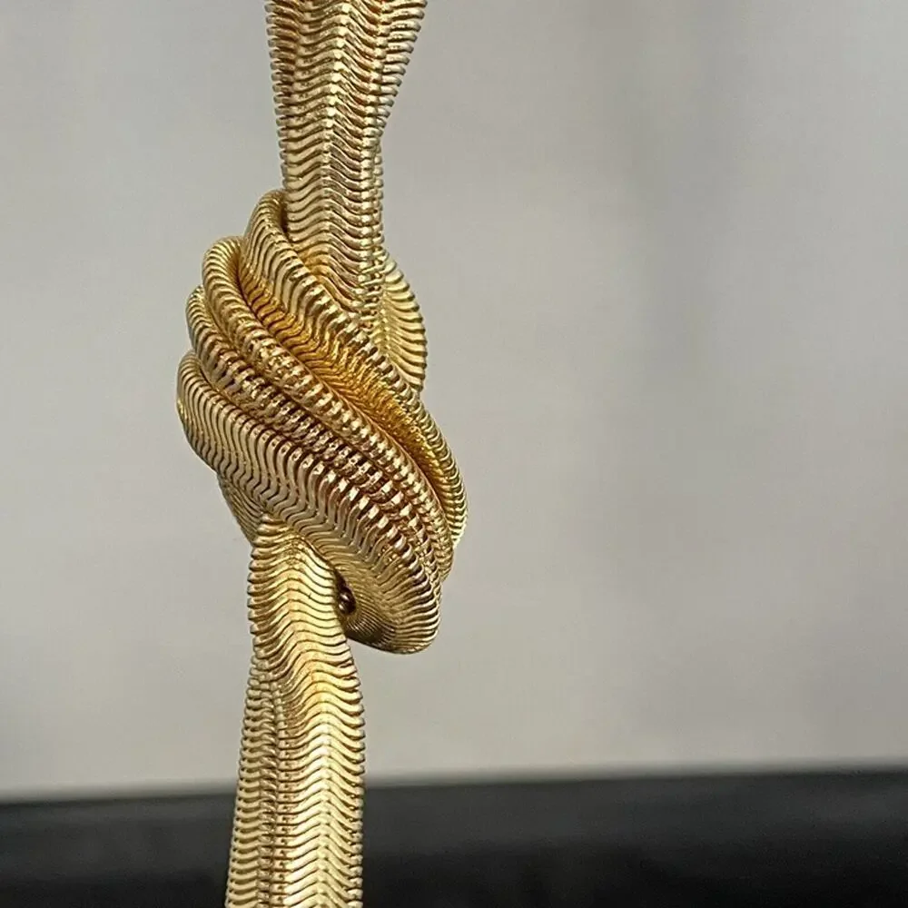 Thalia Sodi Gold Knotted Tassel Necklace Statement Jewelry NWT